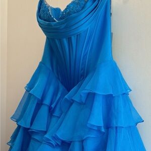 Elegant Blue Ruffled Dress